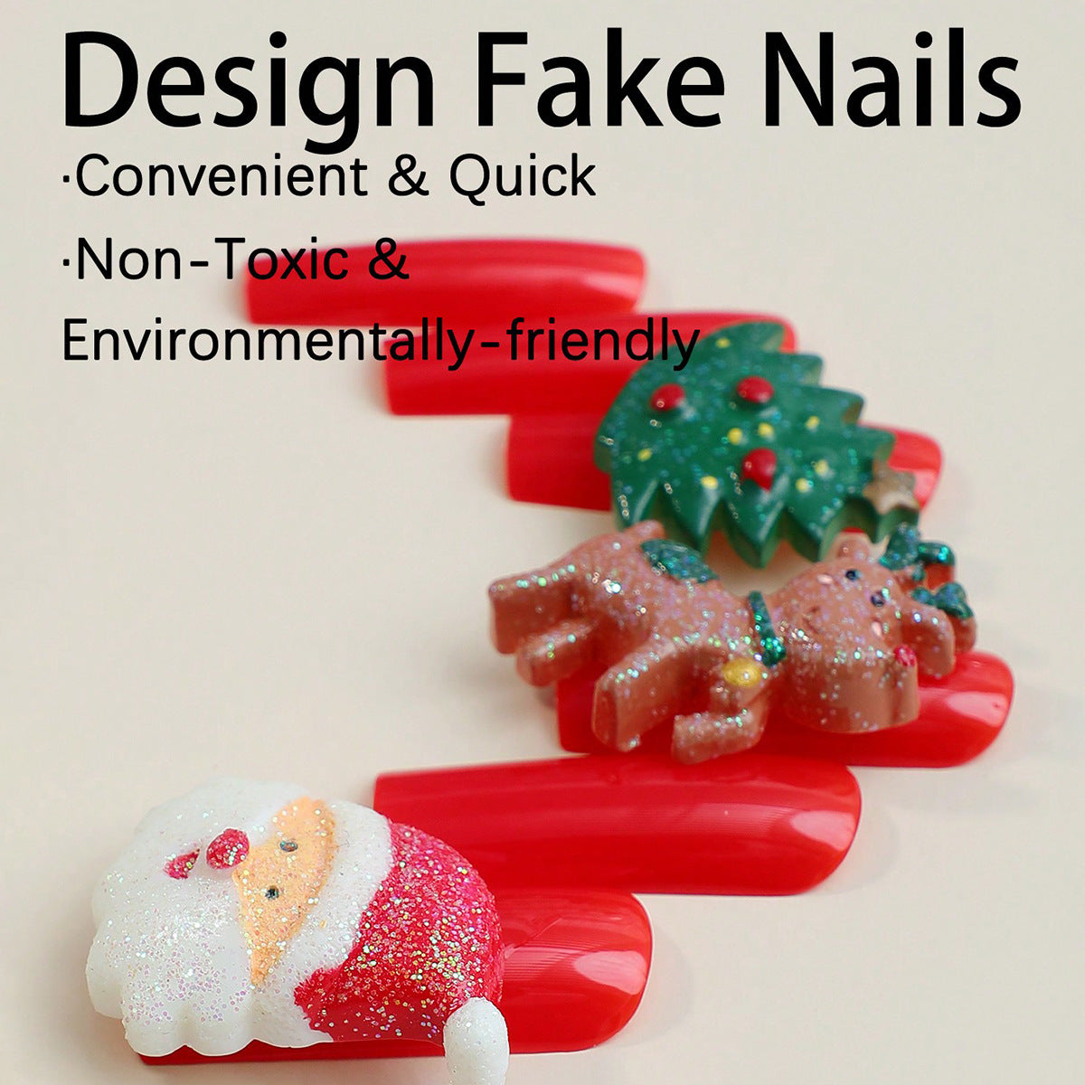 XXXL Santa Claus Themed Cartoon Resin Nail Tips for Christmas