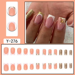 Y6 Ins Trendy Fall Nails: Almond Flashy Nail Tips