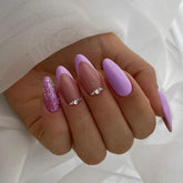 Purple Inlaid Diamond Wearable Nail Tips