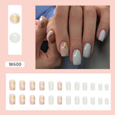 Mid-Length Square Nails with Gold Foil and Eggshell Fragments