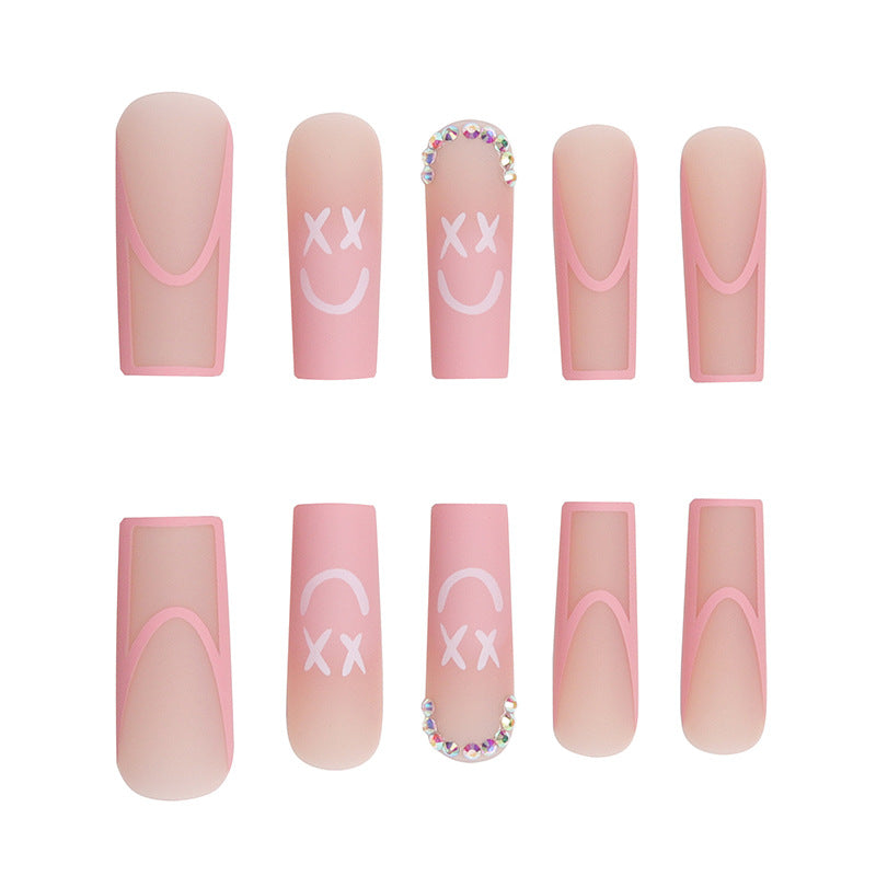 Chic Pink Fall Nails, Long Waterpipe Acrylic Nail Tips