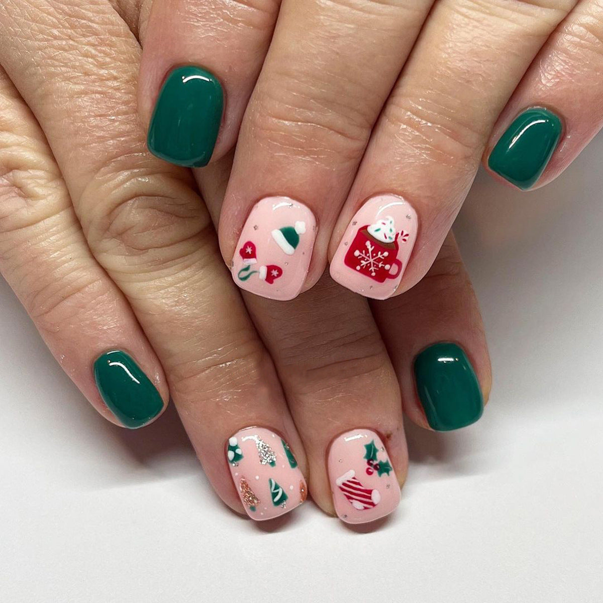 Christmas Hat, Snowflakes, and Berry Tree Nails