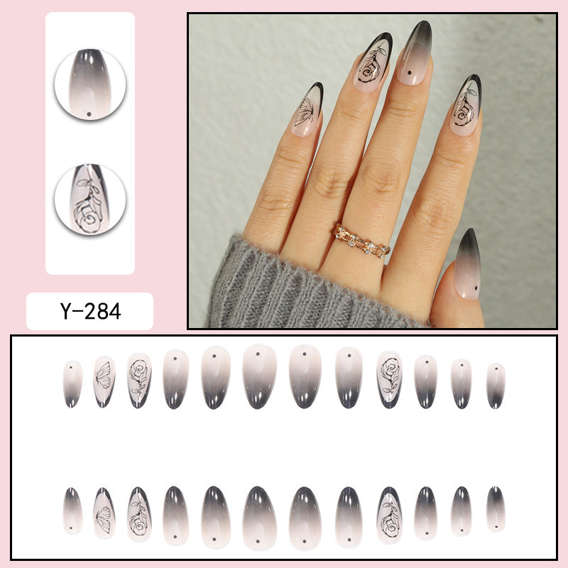 Y6 Ins Trendy Fall Nails: Almond Flashy Nail Tips