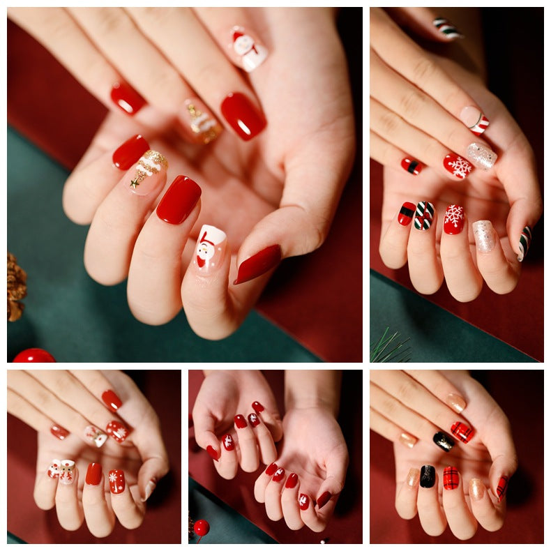 Christmas Nail Wraps, Detachable Flat Nail Extensions