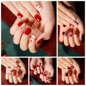 Christmas Nail Wraps, Detachable Flat Nail Extensions