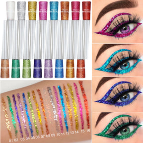 16-Color Glitter Liquid Eyeliner Set