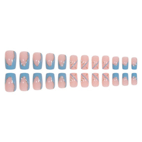 Chic Sea Salt Pearl Line Short French Press-On Nails