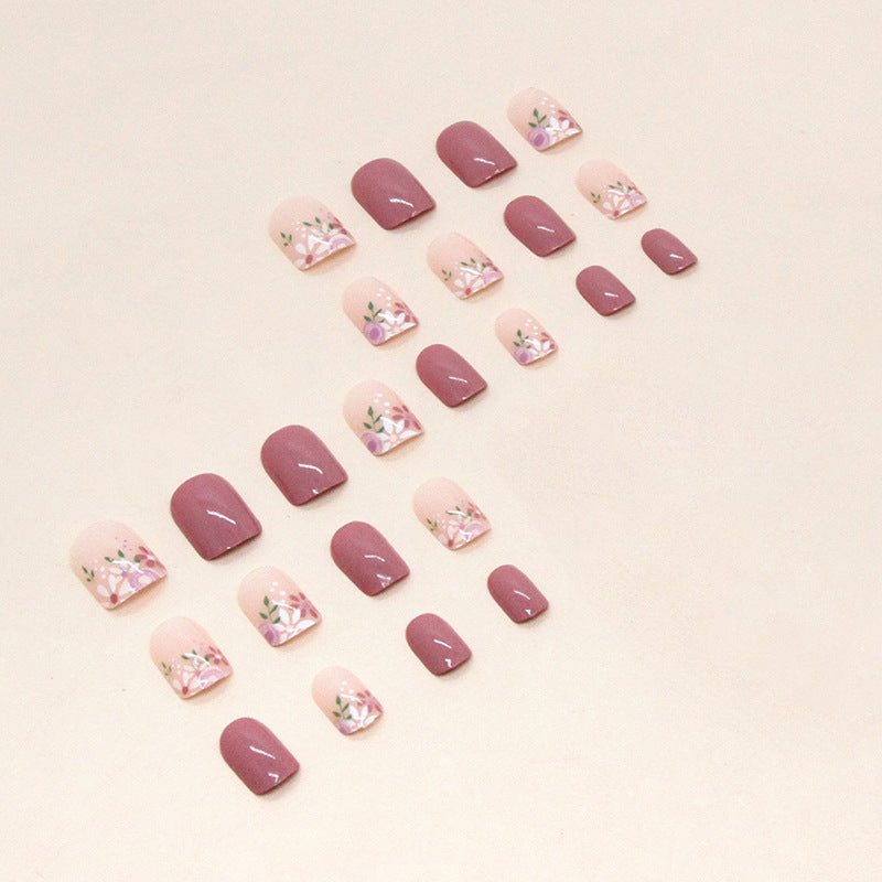 Short Pink Vintage Floral Nail Stickers