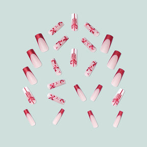 Christmas Red French Windmill Bow Nail Stickers