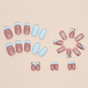 Cartoon Butterfly French Gold Glitter Nail Tips