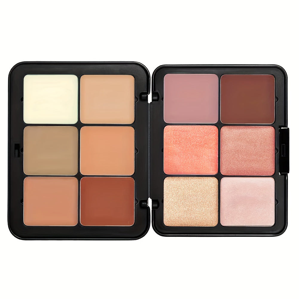 12-Color Blush Palette - Matte, Shimmer, Highlight, Conceal