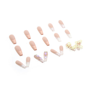 Shiny Drill Pearl Bow Wearable Nails, Ins Style, French Tip