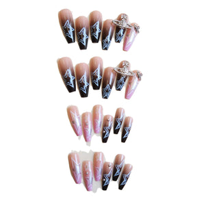 Pink Silver Galaxy Nail Tips, 24 Pieces Finished