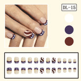 4th of July Short French Skin-Tone Star Nails