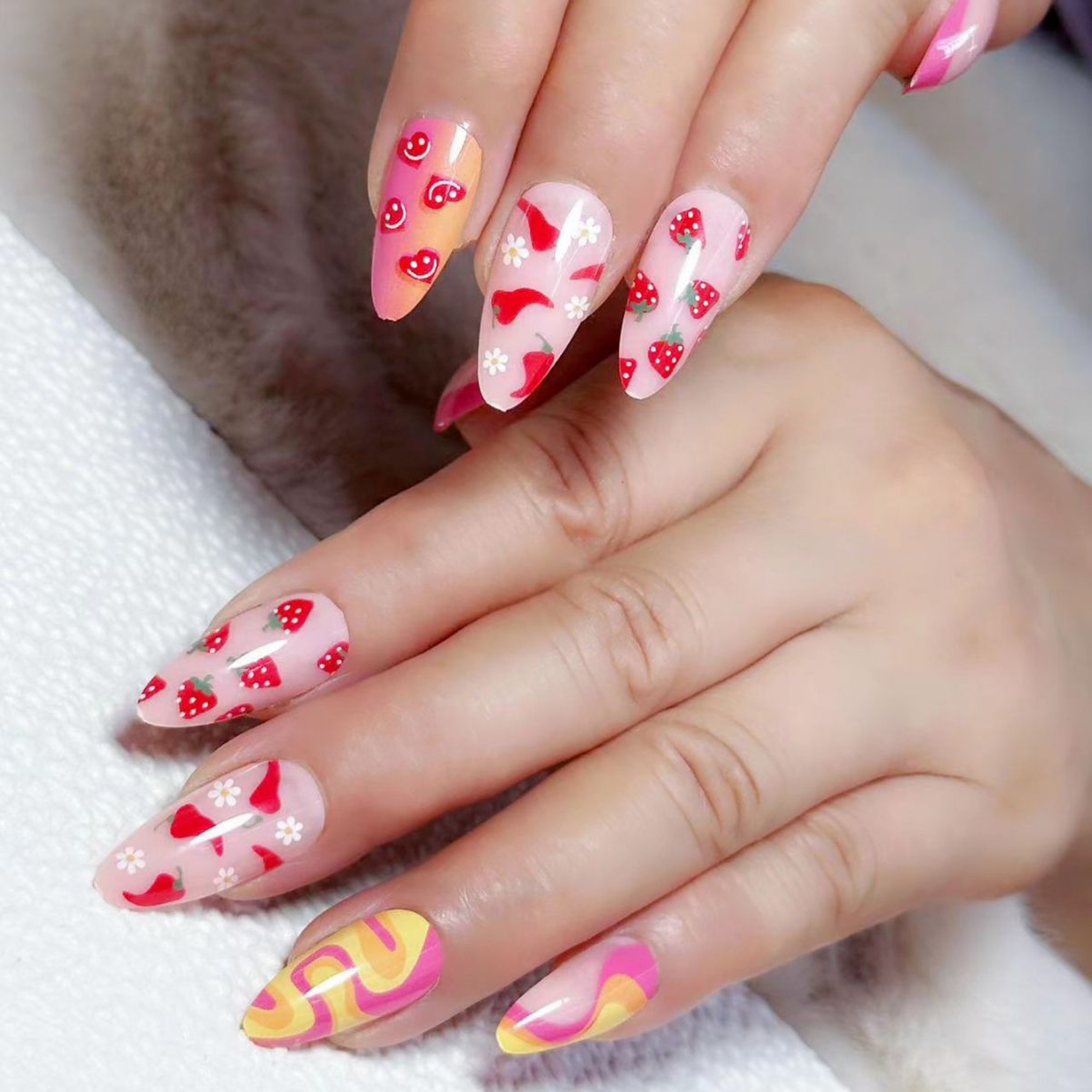 Cute Fruit Drop Shape Nails - Summer Hot and Sweet (Wholesale 24-Piece)