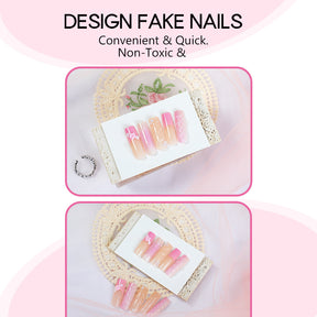 Popular 3D Floral Gradient Long Nails