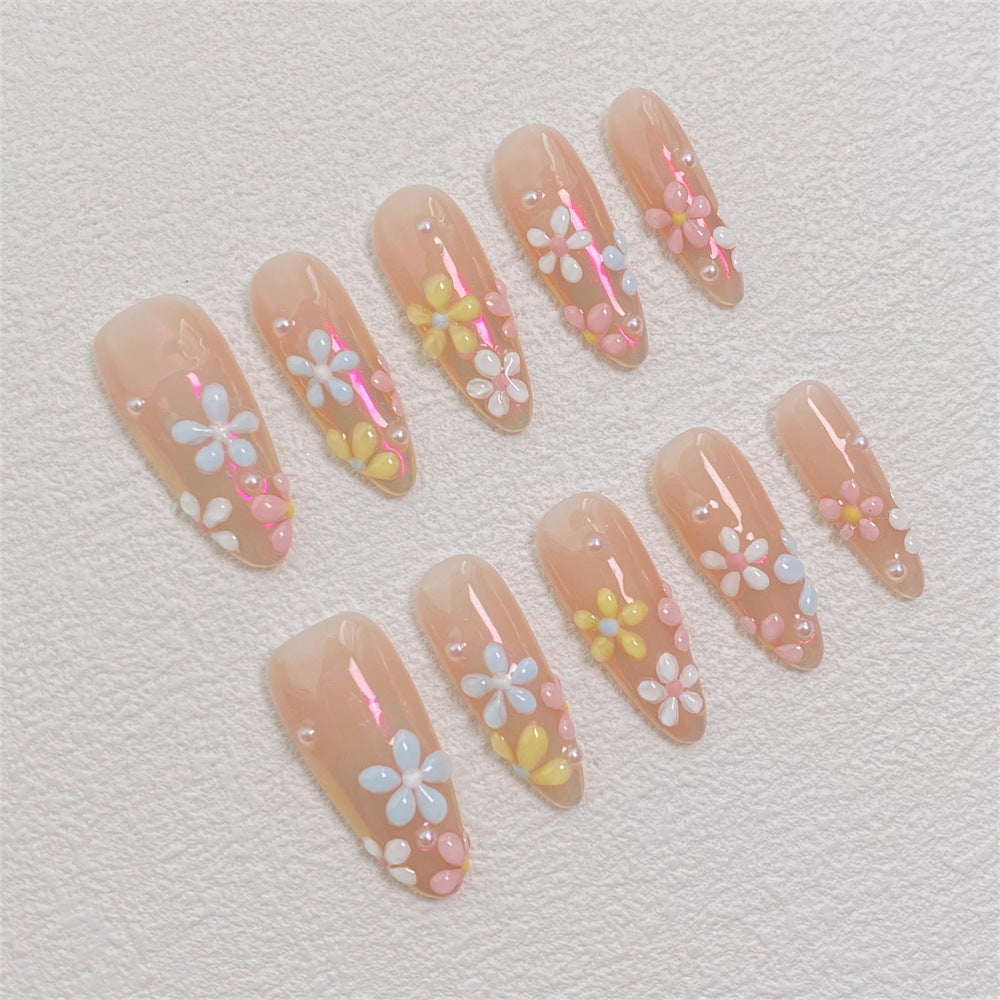 Chic Handmade Painted Floral Fall Nails, Versatile and Trendy Student-Friendly Nail Patches