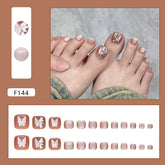 Shimmering Cat Eye Fall Nails - Removable Butterfly Toe Nails (24PCS)