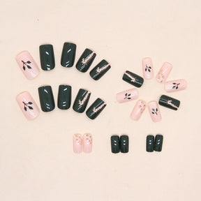 Cute Giraffe Nails Mid-Length Square Pure Green Fresh Wearable Nails Wholesale