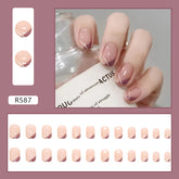 Simple Purple Triangle French Fall Nails 24 Pieces