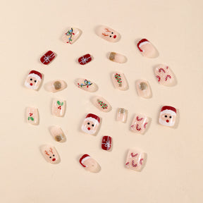 Removable Christmas Red Santa Hat Tree Reindeer Nails