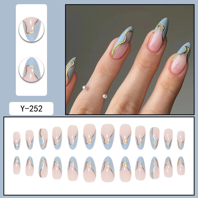 Y6 Ins Trendy Fall Nails: Almond Flashy Nail Tips