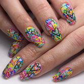 Colorful Heart-Shaped Valentine's Day False Nails