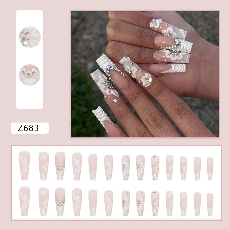 Ballet Snake Print Diamond Nails - Sweet & Chic, Ins Style