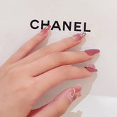 Checkerboard Camellia Nails - Blush Tone (Pre-made)