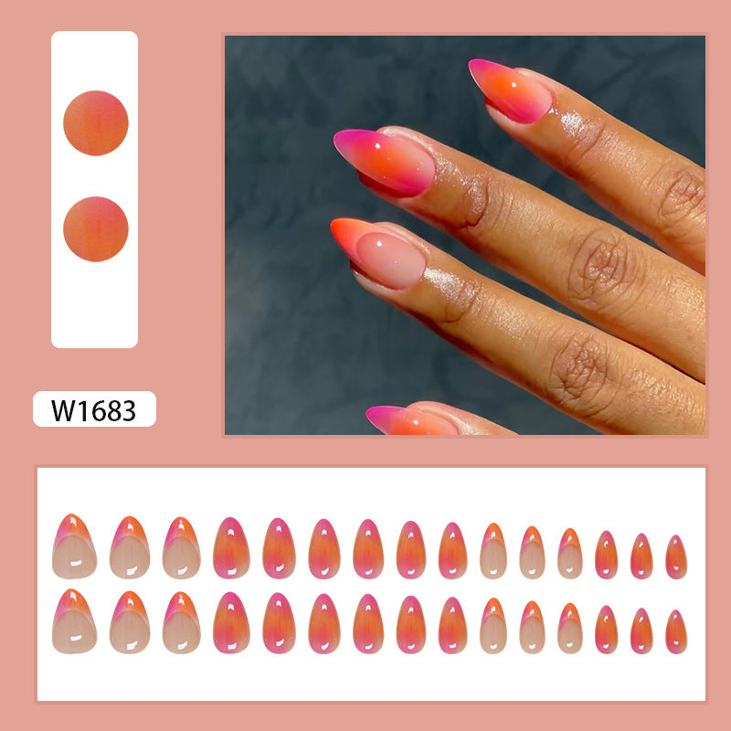 Orange Red French Fall Nails: 24-Piece Removable Nail Wraps