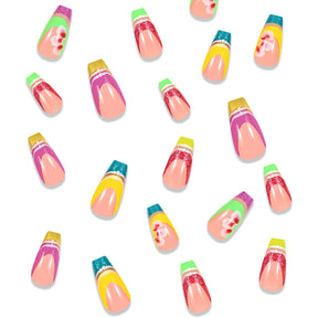 Sparkling French Floral Punk Nail Tips