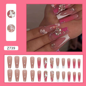 Ballet Nails with Glitter and Diamonds: 24-Piece Sparkly Fall Nail Wraps