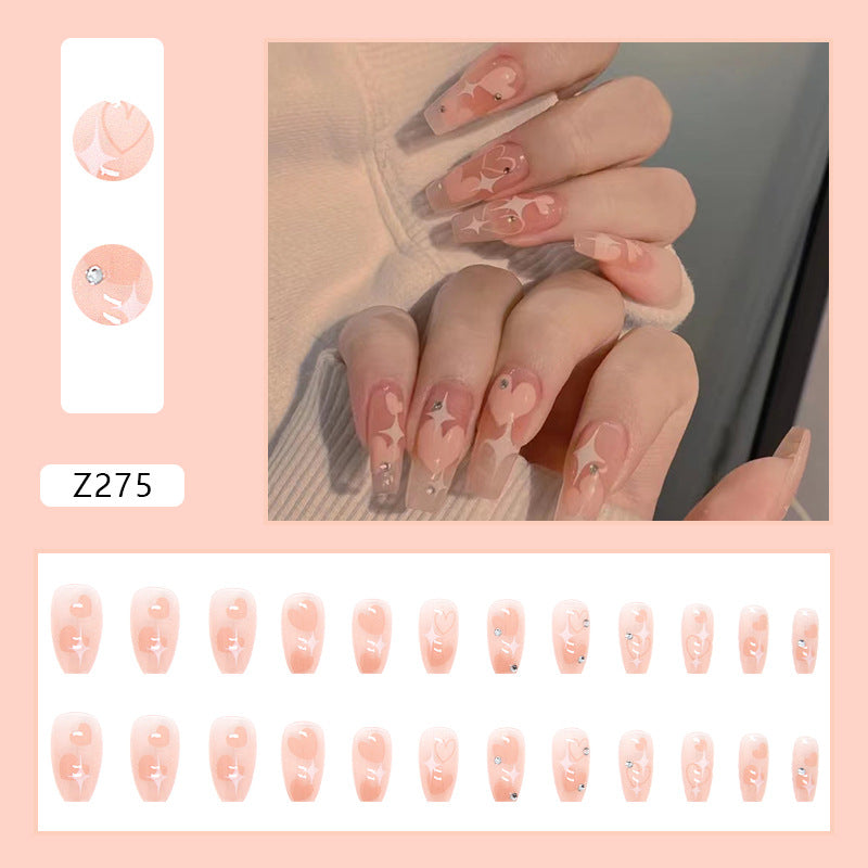 Chic Pink Transparent Heart Nail Stickers - Removable & Reusable