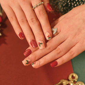 Christmas Press-On Fall Nails Set with Nail Tips