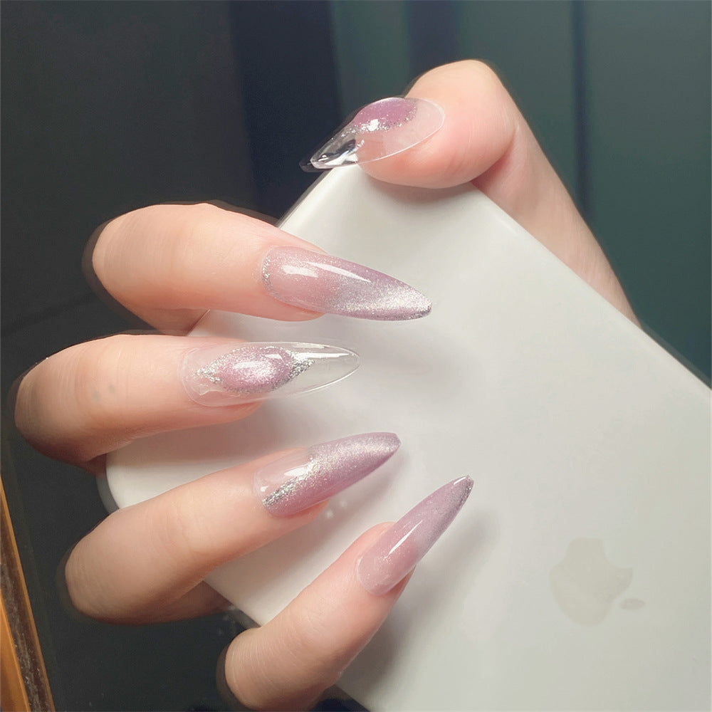 Chic Handmade Gradient Light-Catching Cat Eye Fall Nails, Trendy and Versatile Nail Patches