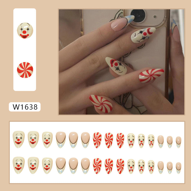 Clown Themed Fall Nails - Removable Circus Nail Tips (24PCS)