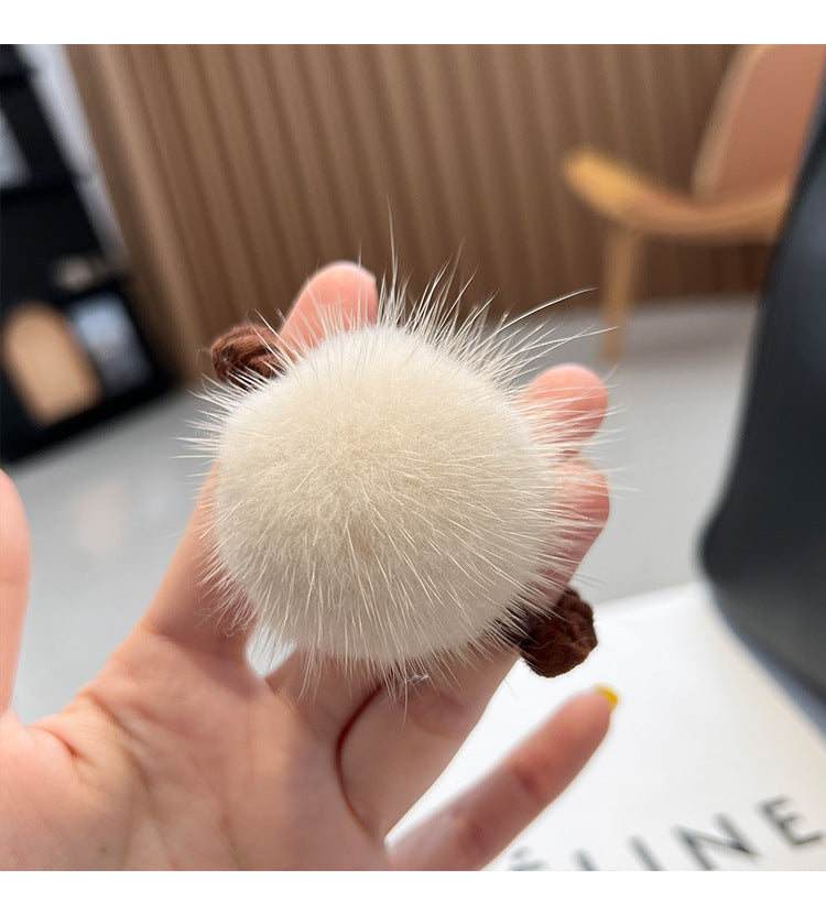 Cute Real Mink Fur Hair Tie Winter Fashion Accessory