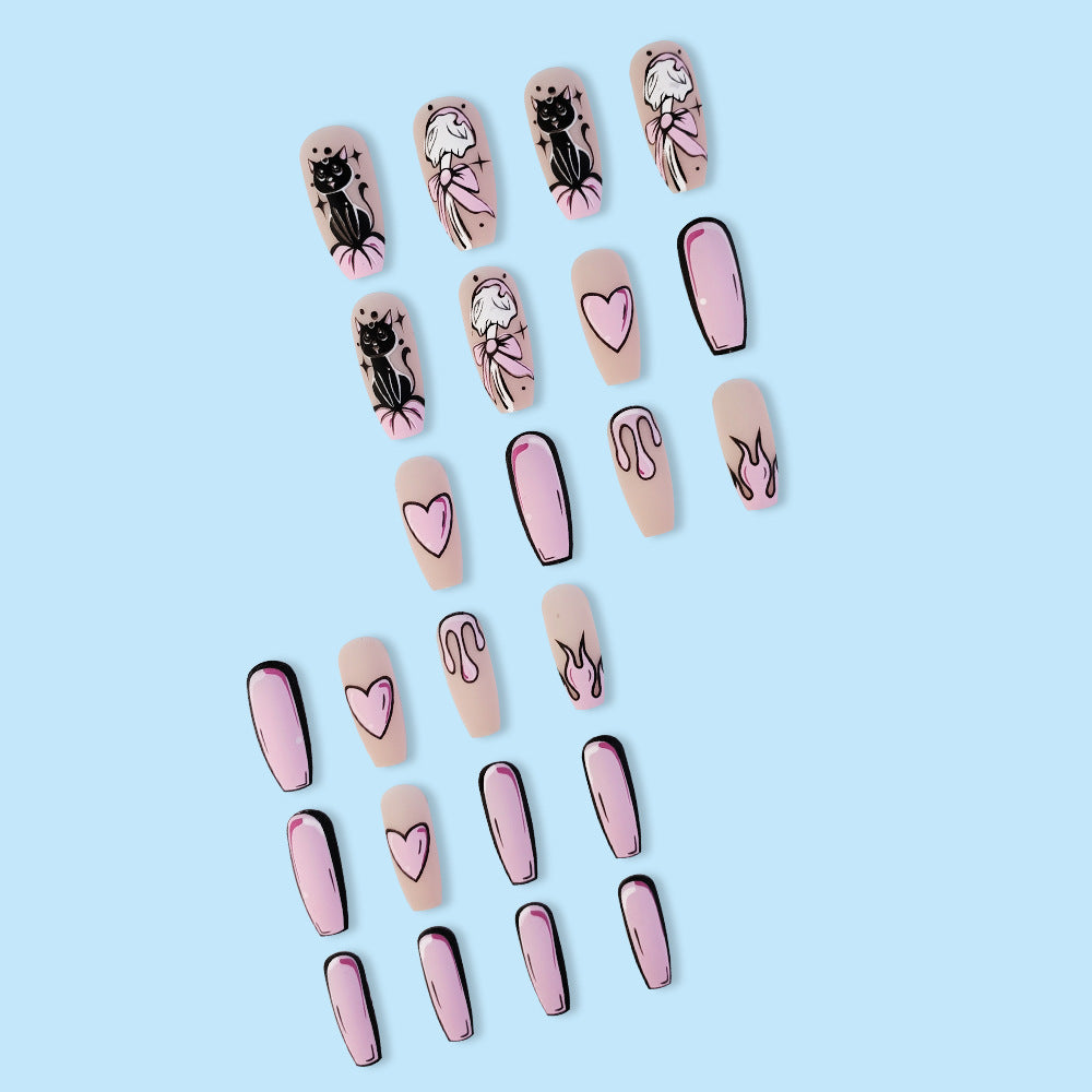 Removable Long Novelty Comic Style Nail Art Extensions (24 Pcs)