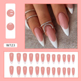 Simple Long Pointed French Fall Nails, Stylish and Elegant Nail Patches for Women