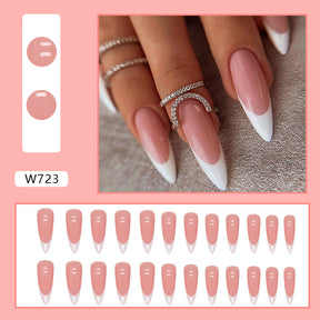 Simple Long Pointed French Fall Nails, Stylish and Elegant Nail Patches for Women