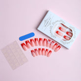 Red French Water Pipe Bow Nails, Removable Nail Art Patches