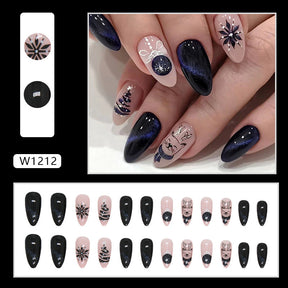 Chic Floral Fall Nails Light Luxury Ins Style 24 Pieces