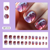 Shor Ice Blue Ombre Nails Summer White-Tone Ins Style