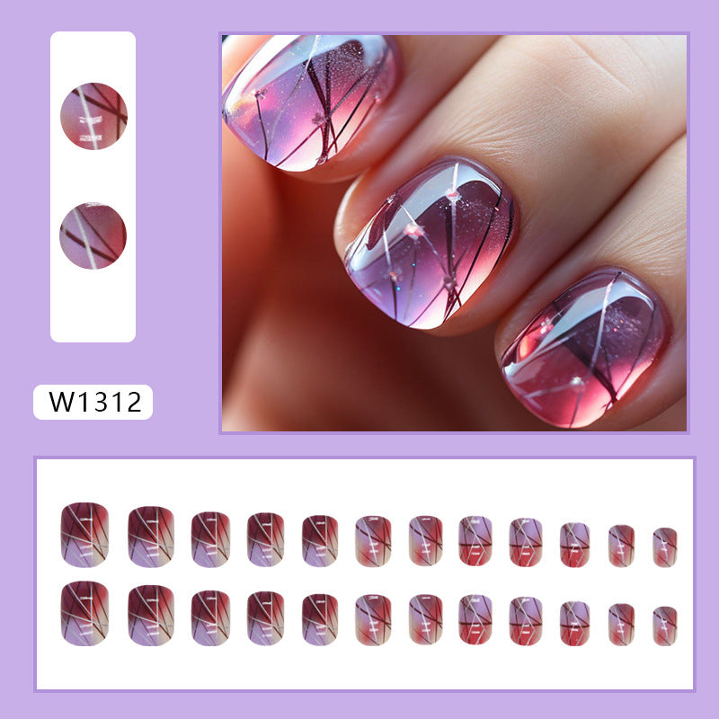 Shor Ice Blue Ombre Nails Summer White-Tone Ins Style