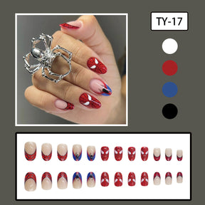 Cute Cartoon Spider French Short Oval Removable Nails