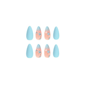 Removable Matte Blue Gradient Nail Tips