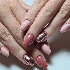 Sweet Pink Ombre Glitter Nails, Summer Short Ballet