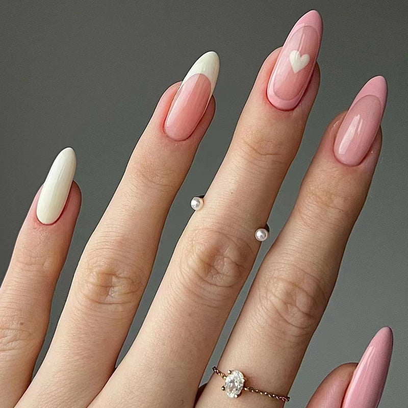 Cute Solid Pink Heart-Shaped Fall Nails - Valentine's Day