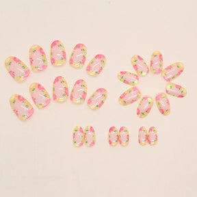 Oval Round Spring Summer Colorful Flower Nails Ins-Style Sweet