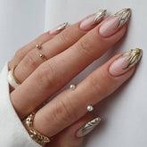 Ice Clear Milky White French Nail Tips with Gold Edges